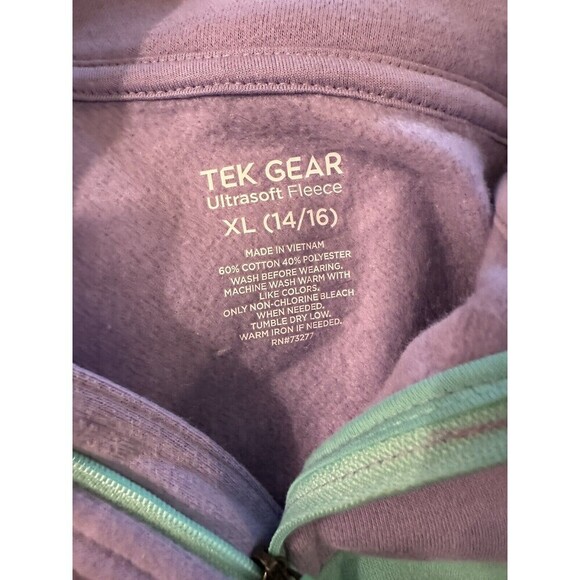 TEK GEAR Ultrasoft Fleece 1/4 Zip Sweatshirt XL 14/16 Big Kid Girls NWT - Picture 4 of 6